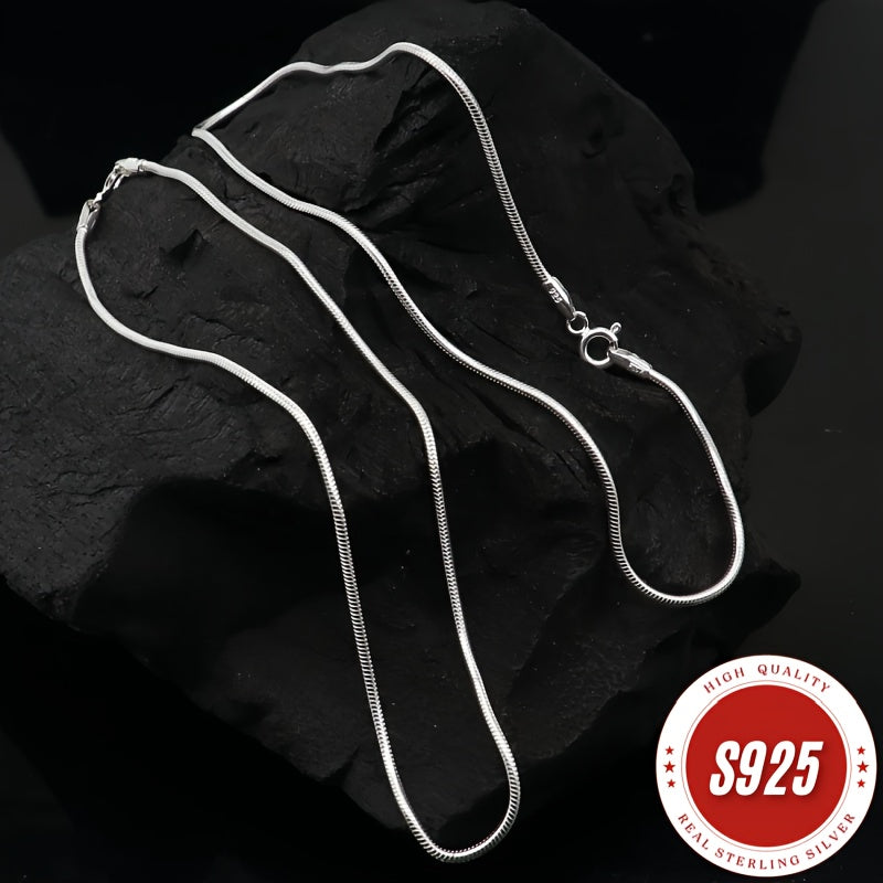 Necklace for Women - 925 Sterling Silver Snake Chain - 1mm Round Serpentine Bone Chain - product detail view 12