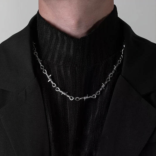 Necklace for Women - Barbed Wire Chain Punk Spiked Thorns Twisted Metal Chain for Men Gothic - main product view