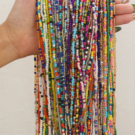 Necklace for Women - Boho Bead Waist Chain Set for 20pcs Colorful Glass Bead & Elastic Waist - main product view