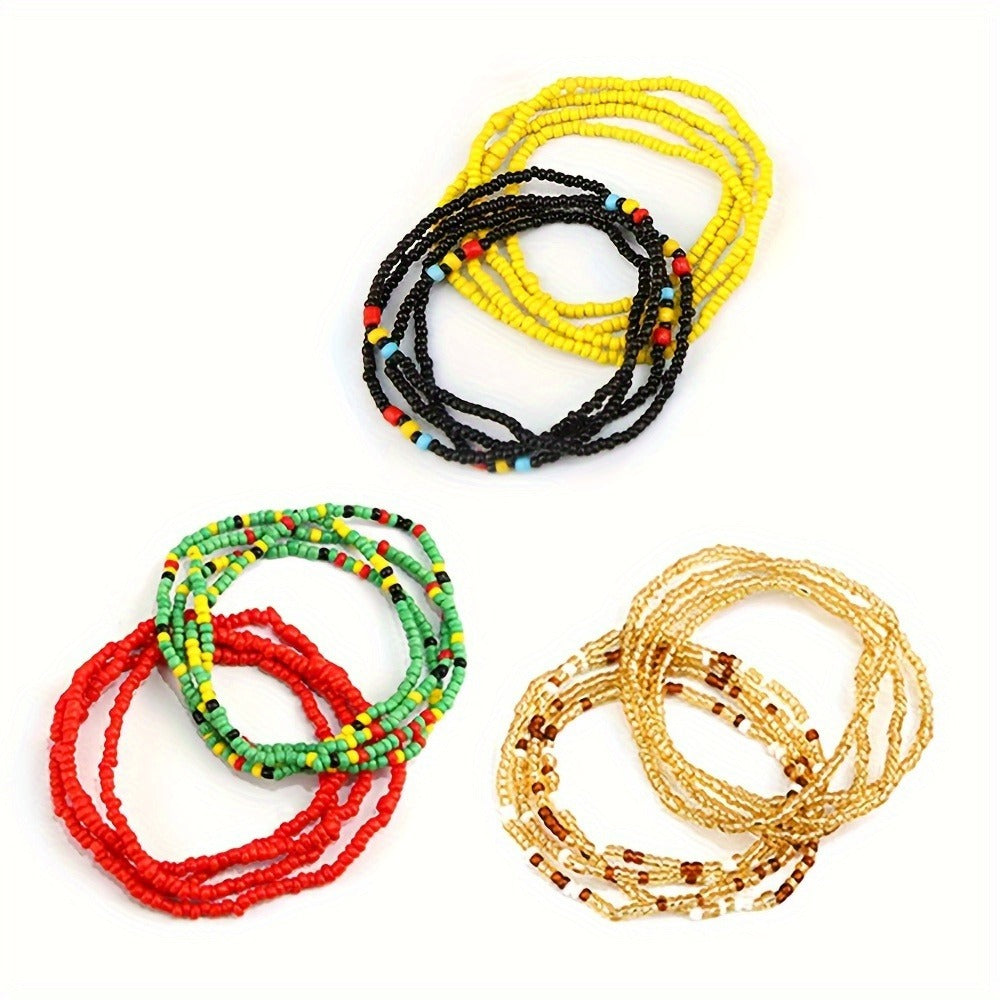 Necklace for Women - Boho Bead Waist Chain Set for 20pcs Colorful Glass Bead & Elastic Waist - product detail view 8