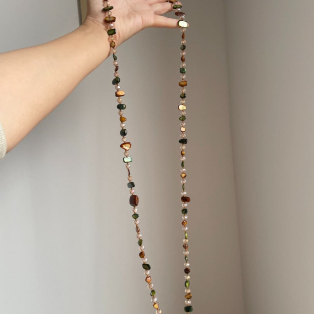 Necklace for Women - Boho Double Layer Crystal - Long Stackable Layering with Artificial - product detail view 3