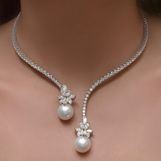 Necklace for Women - Bridal Jewelry Set Synthetic Zirconia Wedding Earrings European American - main product view