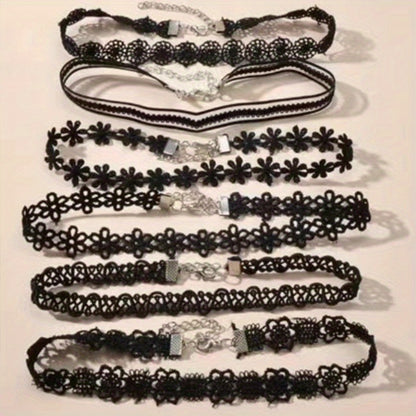 Necklace for Women - Choker Set 23Pcs Vintage Lace Gothic Braided Collar Adjustable Clavicle - product detail view 7