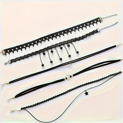 Necklace for Women - Choker Set 23Pcs Vintage Lace Gothic Braided Collar Adjustable Clavicle - product detail view 9