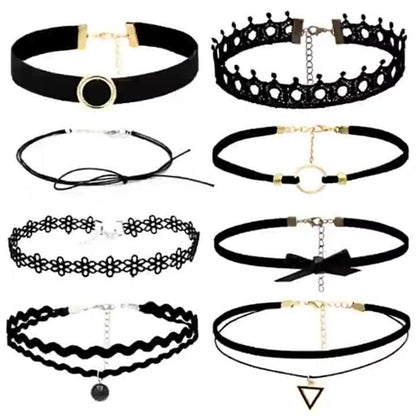 Necklace for Women - Choker Set 23Pcs Vintage Lace Gothic Braided Collar Adjustable Clavicle - product detail view 10