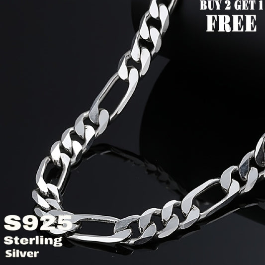 Necklace for Women - Figaro Chain 925 Sterling Silver 8mm Wide Chunky Figaro for Men Retro - main product view