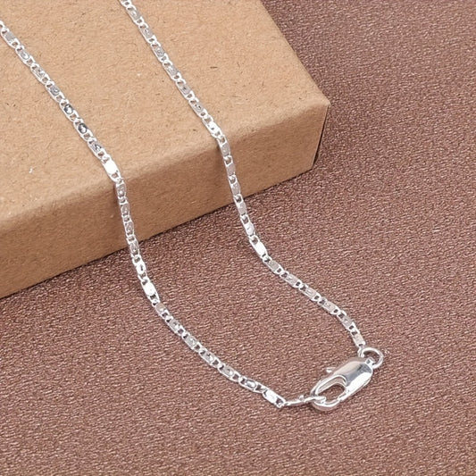 Necklace for Women - Flat Chain for 925 Sterling Silver 2mm European Style Gold Tone 20 inch - main product view