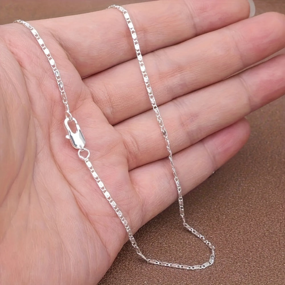 Necklace for Women - Flat Chain for 925 Sterling Silver 2mm European Style Gold Tone 20 inch - product detail view 2