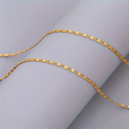 Necklace for Women - Flat Chain for 925 Sterling Silver 2mm European Style Gold Tone 20 inch - product detail view 4