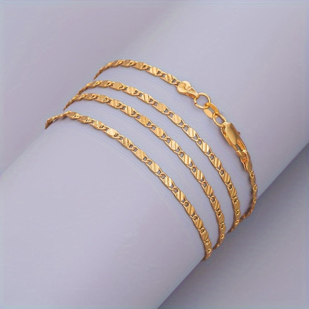 Necklace for Women - Flat Chain for 925 Sterling Silver 2mm European Style Gold Tone 20 inch - product detail view 6