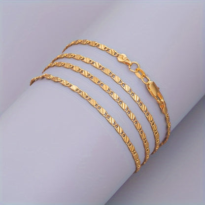 Necklace for Women - Flat Chain for 925 Sterling Silver 2mm European Style Gold Tone 20 inch - product detail view 6