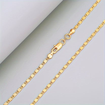 Necklace for Women - Flat Chain for 925 Sterling Silver 2mm European Style Gold Tone 20 inch - product detail view 8