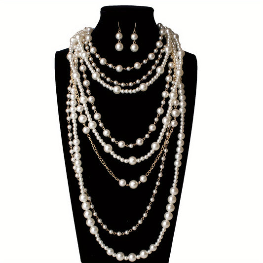Necklace for Women - Pearl Layered Boho Imitation Pearl Long Sweater Chain for Chic Casual - main product view
