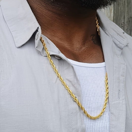 Necklace for Women - Rope Chain 18K Gold Plated 925 Sterling Silver Hip Hop Twisted Chain for - main product view