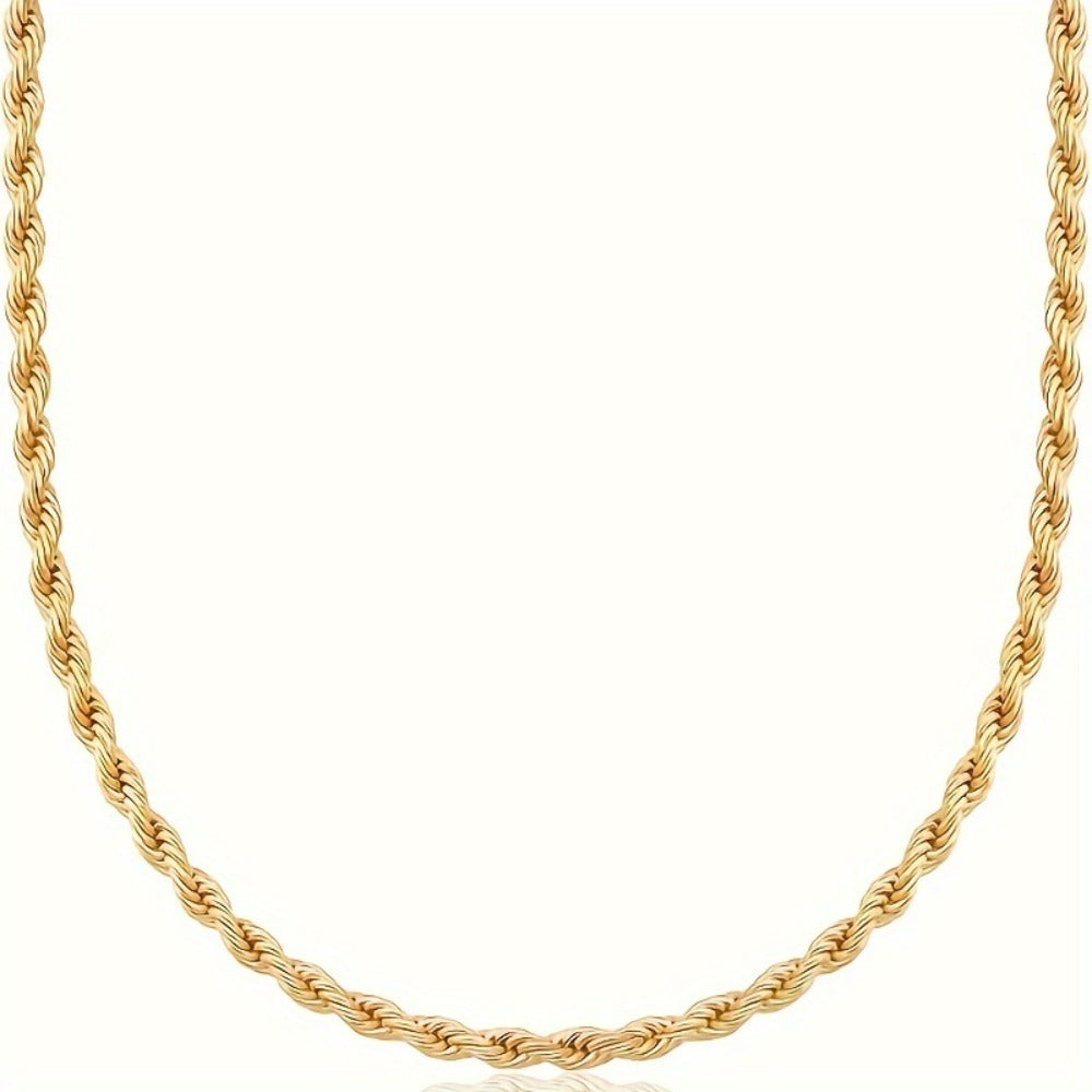Necklace for Women - Rope Chain 18K Gold Plated 925 Sterling Silver Hip Hop Twisted Chain for - product detail view 12