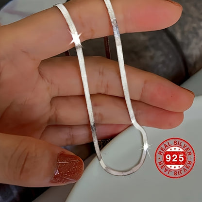 Necklace for Women - S925 Sterling Silver Flat Snake Chain Handmade Hypoallergenic Artistic - product detail view 11