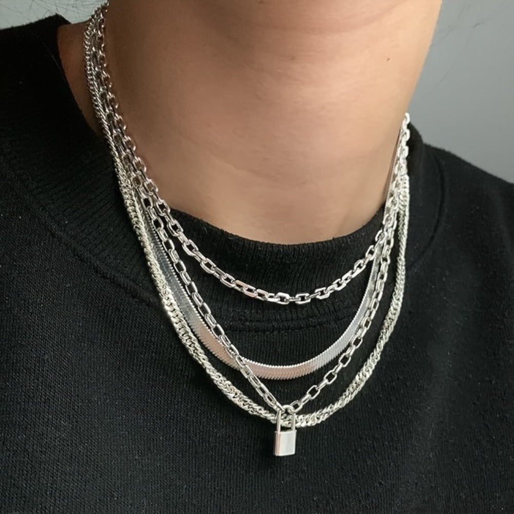 Necklace for Women - S925 Sterling Silver Flat Snake Chain Unisex Artistic Layering Jewelry - product detail view 9