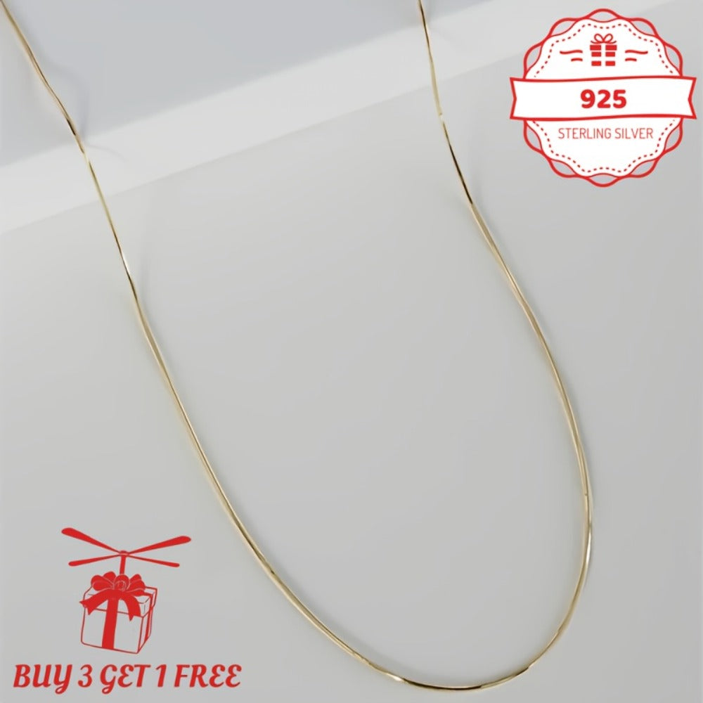Necklace for Women - Snake Chain 24K Gold Plated 925 Sterling Silver Handmade 1mm Round - product detail view 2
