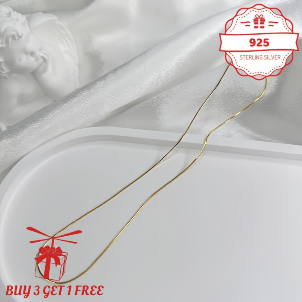 Necklace for Women - Snake Chain 24K Gold Plated 925 Sterling Silver Handmade 1mm Round - product detail view 4