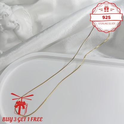 Necklace for Women - Snake Chain 24K Gold Plated 925 Sterling Silver Handmade 1mm Round - product detail view 4