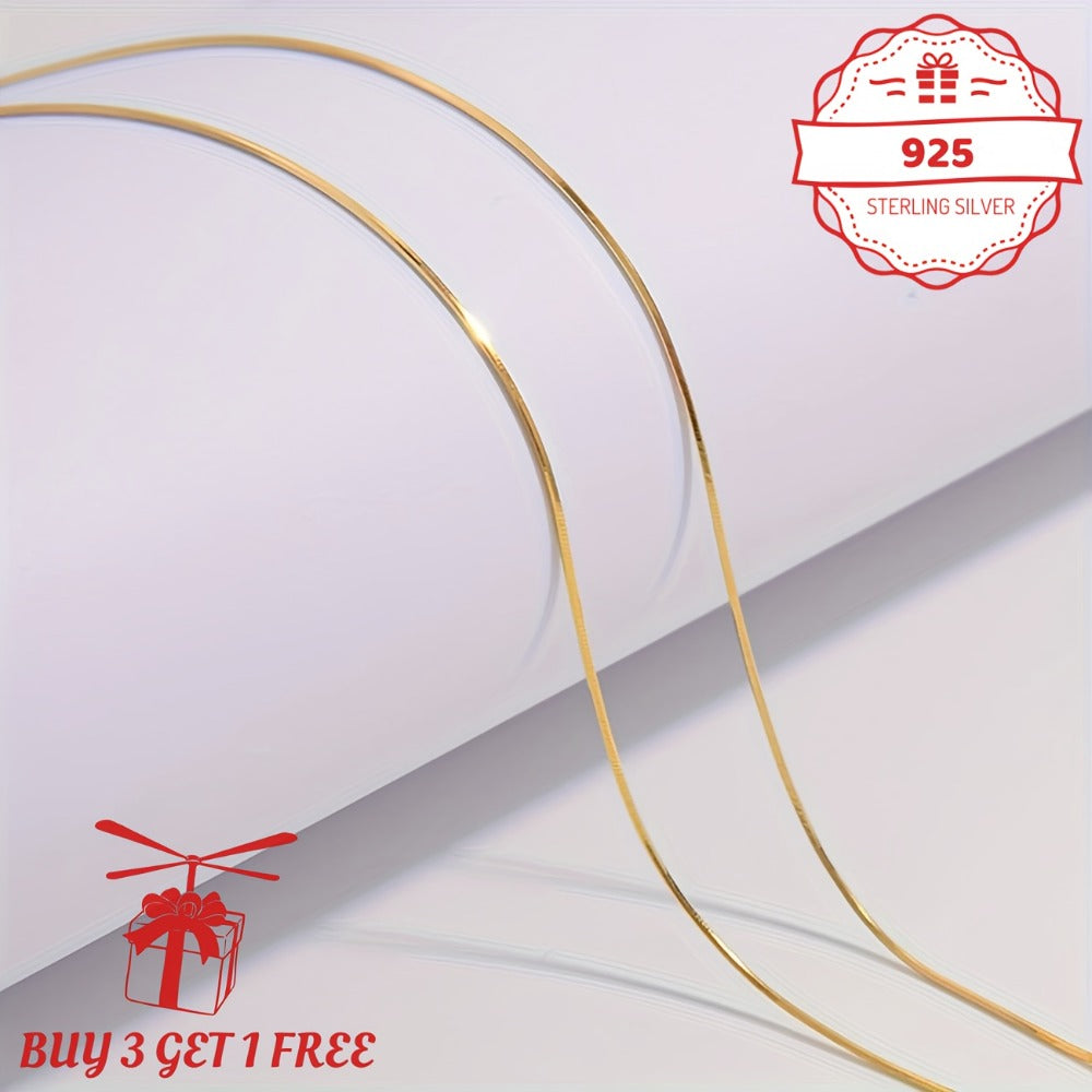Necklace for Women - Snake Chain 24K Gold Plated 925 Sterling Silver Handmade 1mm Round - product detail view 5