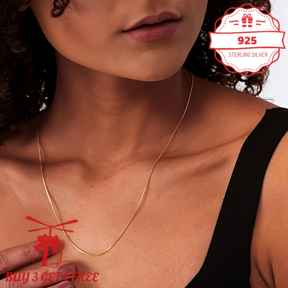 Necklace for Women - Snake Chain 24K Gold Plated 925 Sterling Silver Handmade 1mm Round - product detail view 7