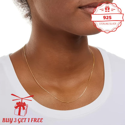 Necklace for Women - Snake Chain 24K Gold Plated 925 Sterling Silver Handmade 1mm Round - product detail view 8