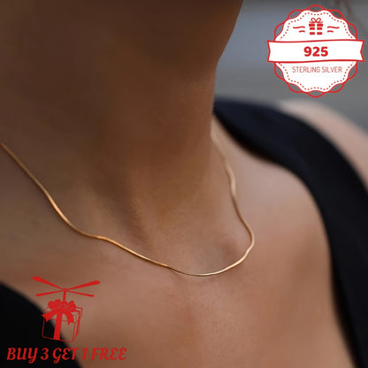 Necklace for Women - Snake Chain 24K Gold Plated 925 Sterling Silver Handmade 1mm Round - product detail view 10