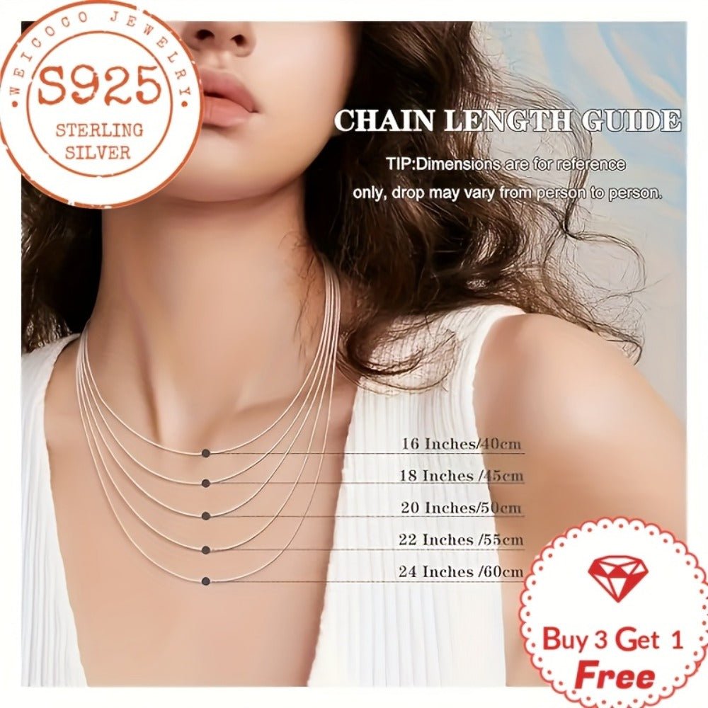 Necklace for Women - Snake Chain 925 Sterling Silver 24K Gold Plated 1mm Round Box Chain for - product detail view 5