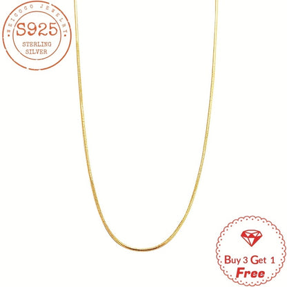 Necklace for Women - Snake Chain 925 Sterling Silver 24K Gold Plated 1mm Round Box Chain for - product detail view 10