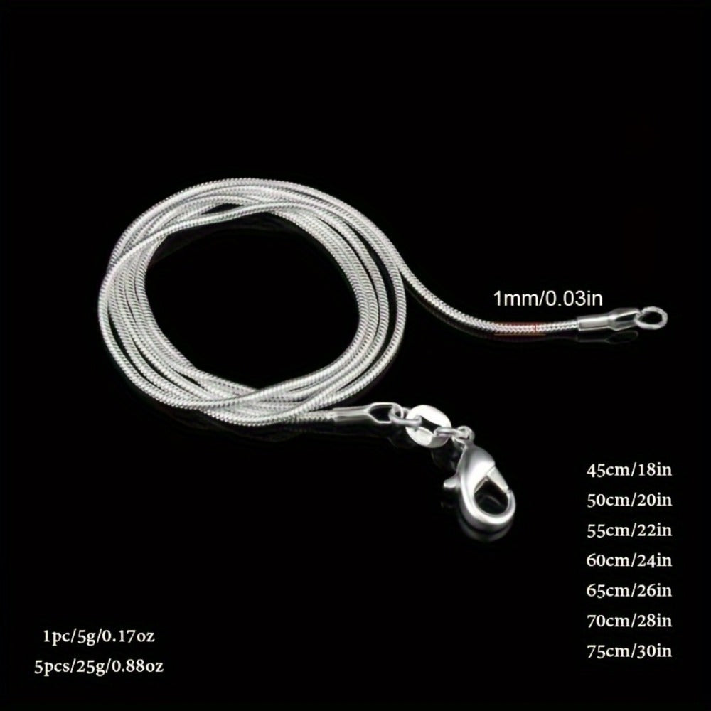 Necklace for Women - Snake Chain Set 1Pc or 5Pcs Unisex Gold & Silver , Multiple Lengths - product detail view 4