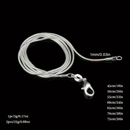Necklace for Women - Snake Chain Set 1Pc or 5Pcs Unisex Gold & Silver , Multiple Lengths - product detail view 4