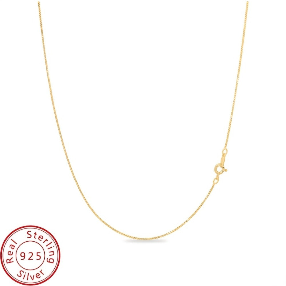 Necklace for Women - Sterling Silver Box Chain for 18K Gold Plated 0.8mm Thin Dainty Layering - product detail view 3