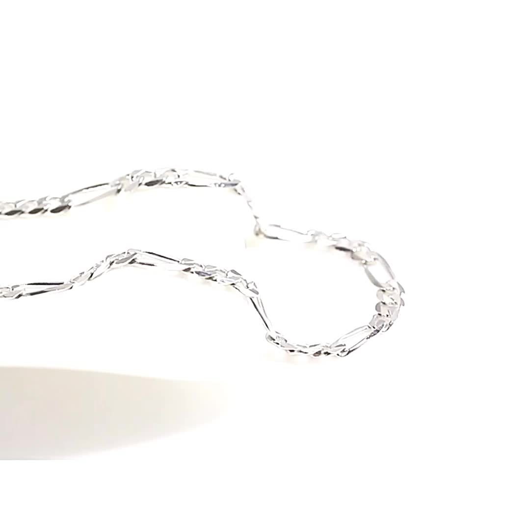 Necklace for Women - Sterling Silver Figaro Chain 925 8mm Wide Bold Italian Link Unisex High - product detail view 8