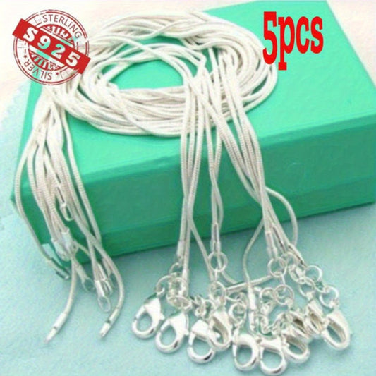 Necklace for Women - Sterling Silver Snake Chain for 5pcs - 925 Solid Silver Serpentine Chain - main product view