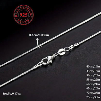 Necklace for Women - Sterling Silver Snake Chain for 5pcs - 925 Solid Silver Serpentine Chain - product detail view 5