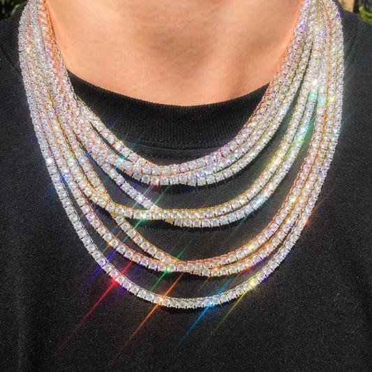 Necklace for Women - Tennis Chain for Men - Sparkling Hip Hop CZ Diamond Style, Gold & Silver - main product view
