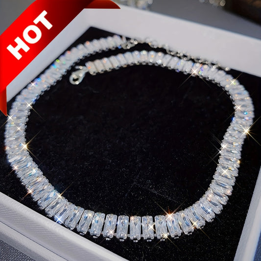 Necklace for Women - Tennis for Chunky Cubic Zirconia Sparkling Statement Jewelry Silver - main product view