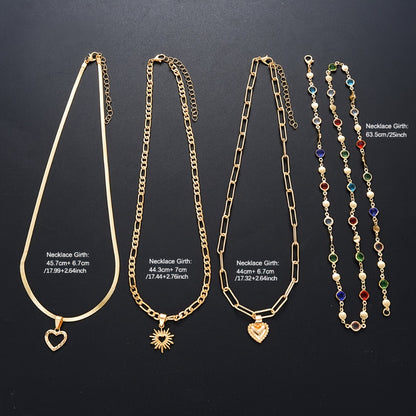 Necklace for Women - Y Set 4pcs Rhinestone Minimalist Elegant Colorful Crystal Lariat for - product detail view 4