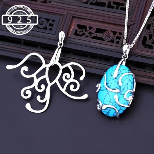 Necklaces - 925 Sterling Silver Pendant Blank Tray 5 Prong Setting DIY Irregular Stone - main product view