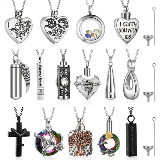 Necklaces & Pendants - Cremation Urn Necklace Set 15 Pieces Memorial Keepsake Jewelry for Ashes - main product view