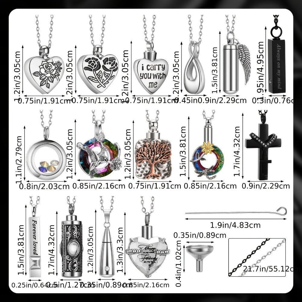 Necklaces & Pendants - Cremation Urn Necklace Set 15 Pieces Memorial Keepsake Jewelry for Ashes - product detail view 2