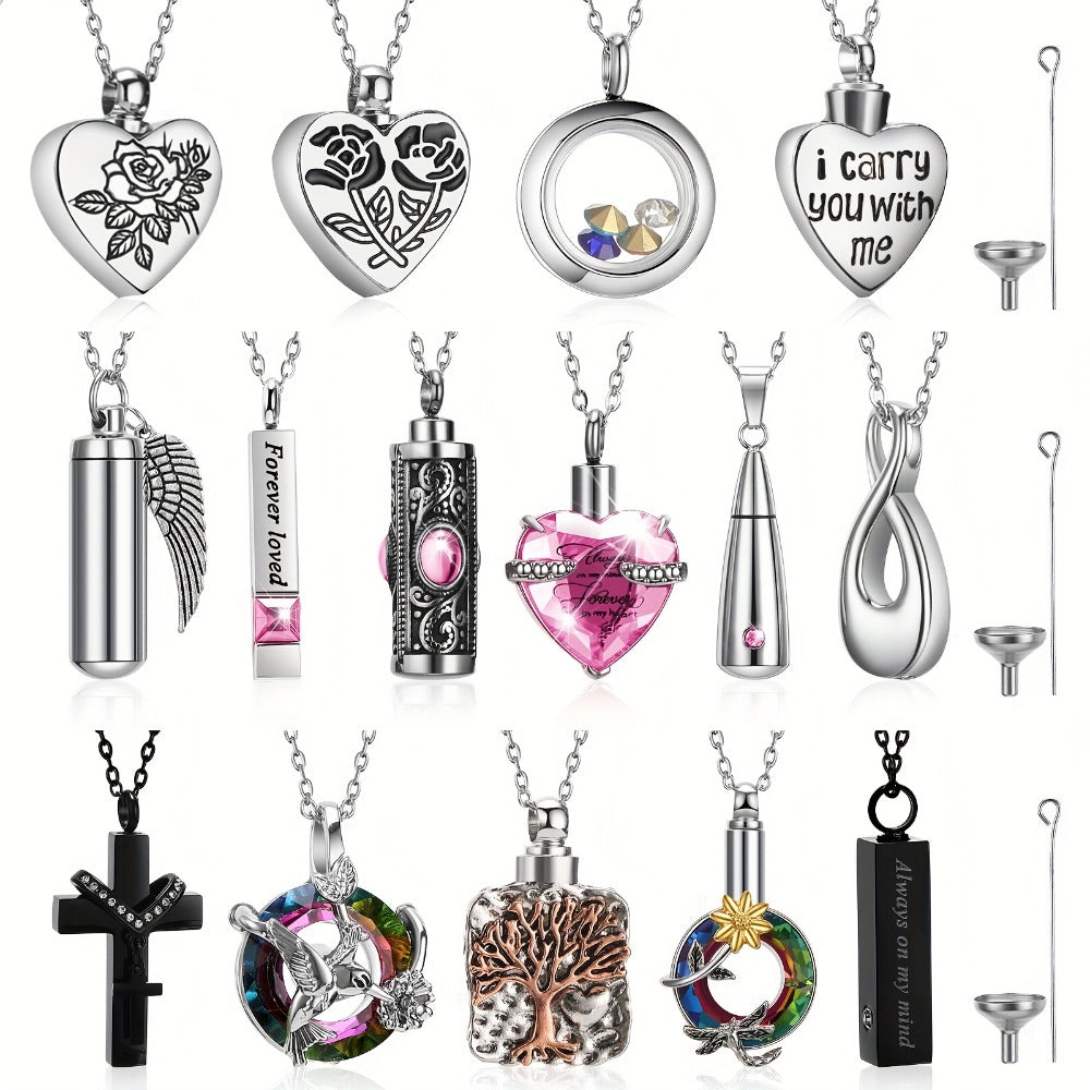 Necklaces & Pendants - Cremation Urn Necklace Set 15 Pieces Memorial Keepsake Jewelry for Ashes - product detail view 5