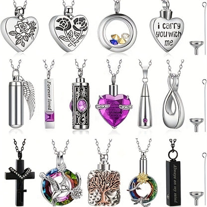 Necklaces & Pendants - Cremation Urn Necklace Set 15 Pieces Memorial Keepsake Jewelry for Ashes - product detail view 9