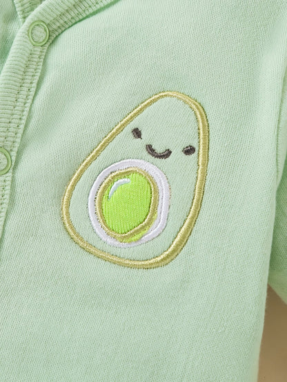 Newborn 8-Piece Avocado Outfit Set - Romper Hat Bib Pants and Coat – view 9
