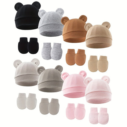 Newborn Hat and Mitten Set - 6-Piece Solid Color – view 2