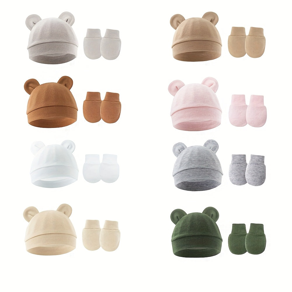 Newborn Hat and Mitten Set - 6-Piece Solid Color – view 4