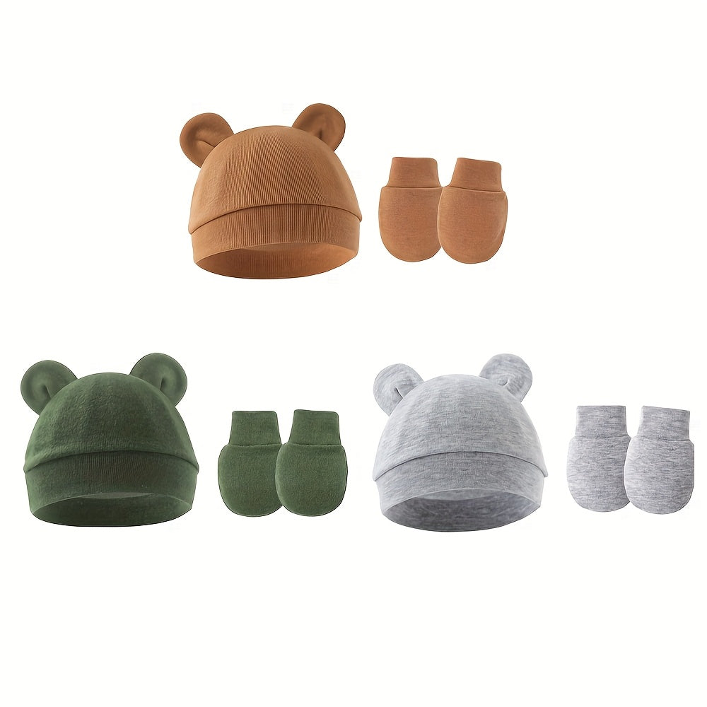 Newborn Hat and Mitten Set - 6-Piece Solid Color – Gray option – view 3
