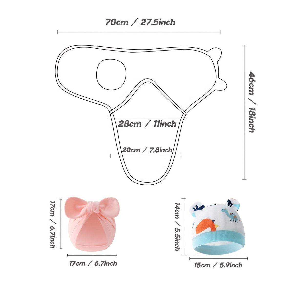 Newborn Swaddle Blanket and Hat Set - 3-Pack – view 2