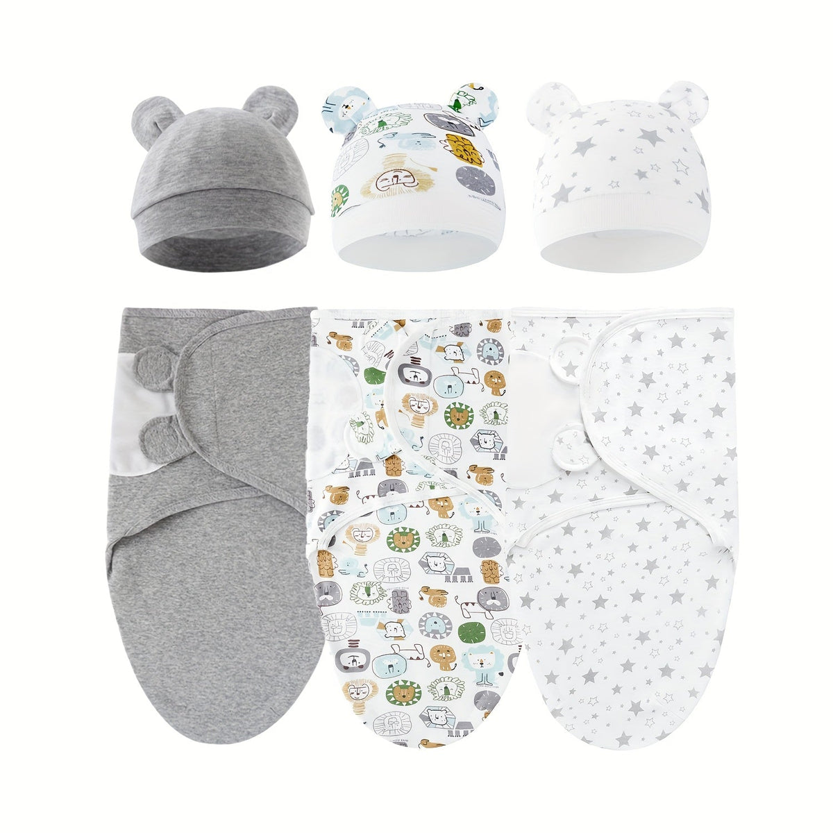 Newborn Swaddle Blanket and Hat Set - 3-Pack – view 3